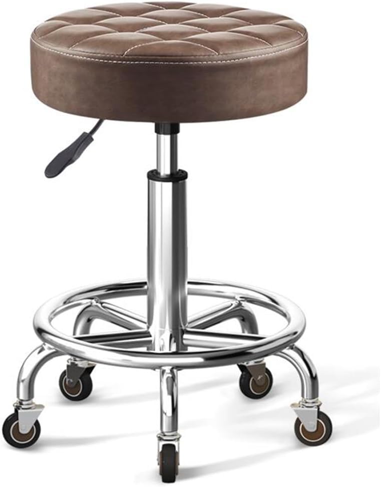 Bar Stools Counter Height Bar Stools Modern Swivel Backless Round Barstool, PU Leather Armless Bar Chair With Chrome Footrest, Metal Frame For Kitchen Dining Bistro Pub(/Brown A)
