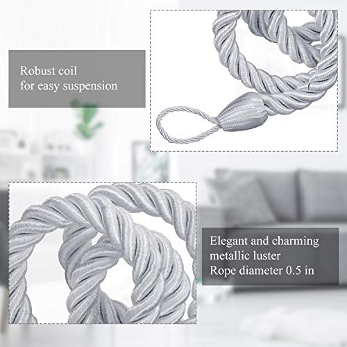 image for Blulu 4 Pieces Curtain Tiebacks Ropes Belt Curtain Ties Handmade Curta