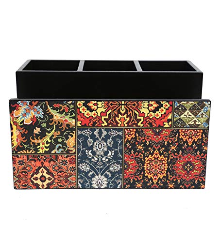 Image of Reinvention Factory Wooden Cutlery Holder I Countertop Organizer - Spoon Fork Knife Napkin Tissue Paper I Desk Supplies Pencil Pen Stationery Stand I Home & Kitchen I Size 7 inch X 5 inch X 4 inch IOriental