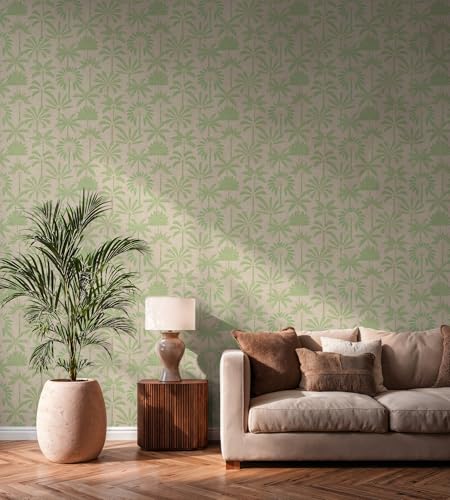 Papier peint métallisé haut de gamme feuilles de palmier beige 791632 - 8