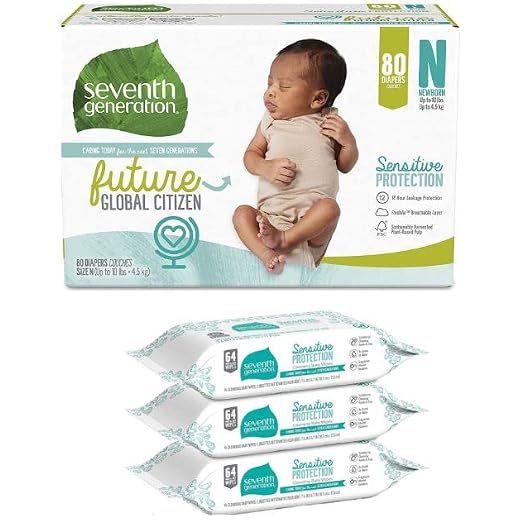 Seventh Generation Baby Diapers Chlorine Free Diaper Newborn Diapers Sensitive Protection Newborn 80 Count
