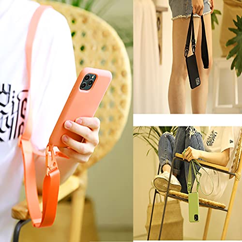 CQUUKOI Para iPhone 15 Pro Max, capa de telefone transversal com alça de ombro, capa de silicone mac