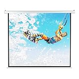 Pyle 84' Portable Motorized Matte White Projector Screen - Automatic Projection Display with Wall/Ceiling Mount, Remote and Case - for Home Movie Theater, Slide/Video Showing - PRJELMT86 (Renewed)