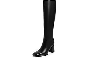 Women's Black Knee High Boots with Block Heel for Fall and Winter Fashion
