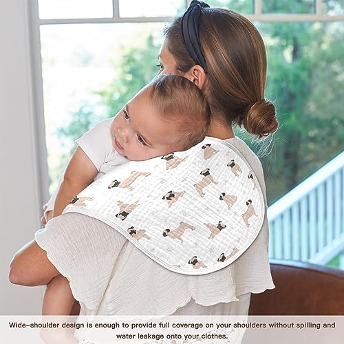 Image of Muslin Baby Burp Cloths, Cute Pug Puppy Dogs Muslin Baby Rags Comfy Soft Absorbent in for Newborn Boys and Girls 4 Piece 22 x 11 Inch