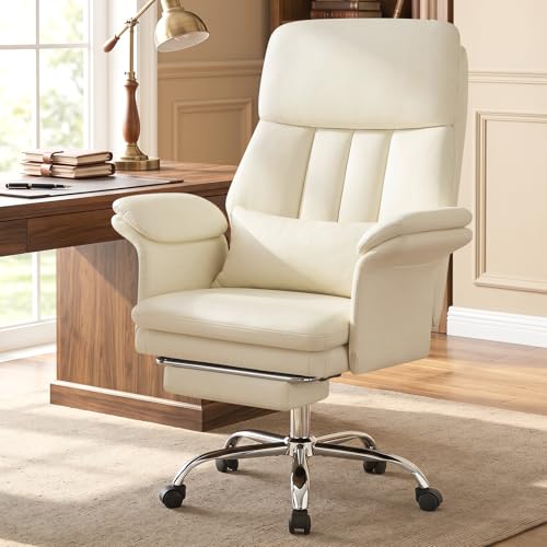 Hellove Fauteuil de Bureau avec Soutien Lombaire Précis, Chaise Ergonomique en Cuir PU avec Repose-Pieds (200kg), Dossier Haut Inclinaison 135°, Fauteuil...