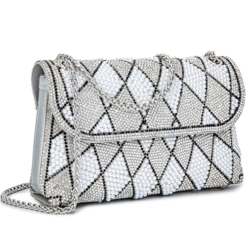 Image of BBTT.ful Pearls and Rhinestones Women's Evening Handbags Shoulder Bags Crossbody Bags for Women Clutch Purse with Chain