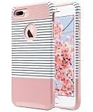 iPhone 7 Plus Case, ULAK Knox Armor Slim [Dual Layer] Protection [Scratch Resistant] Hard Back Cover [Shock Absorbent] TPU Bumper Case for Apple iPhone 7 Plus [5.5 inch]-Minimal Rose Gold Stripes