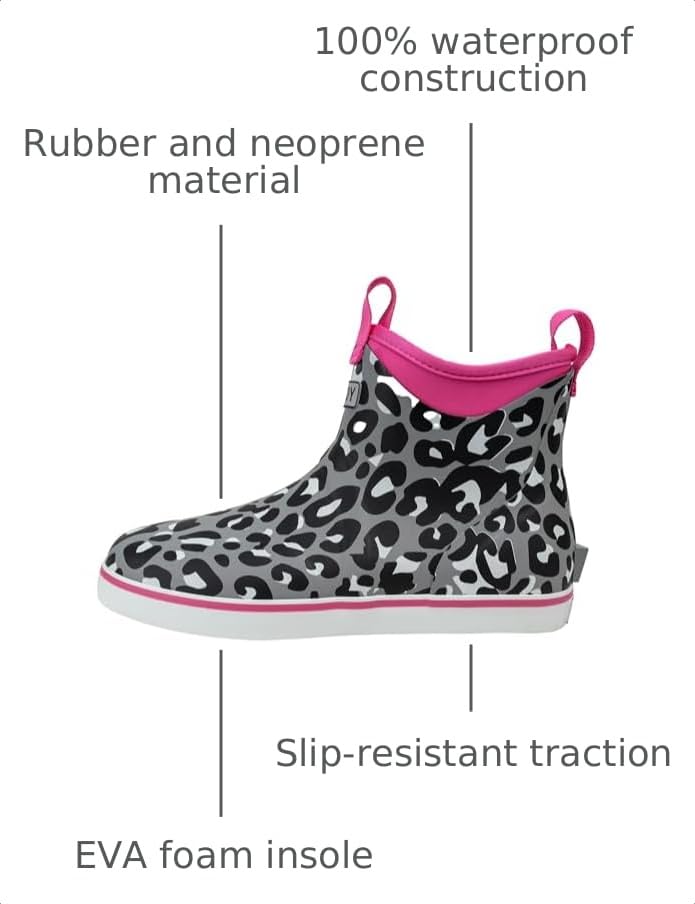 Image of Buoy Boots Women's Waterproof Ankle Rain Boots, Rubber Deck & Fishing Boots | Neoprene Lining, EVA Foam Insole, Slip-Resistant Non-Marking Outsole for Comfortable Traction on Boats, Farms & Wet Ground