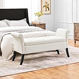 Yaheetech Ottoman with Storage, 52' Storage Ottoman Bench with Safety Hinge, Upholstered Bench with Seating for Bedroom, Living Room, Holds up to 661 lb, Fresh White