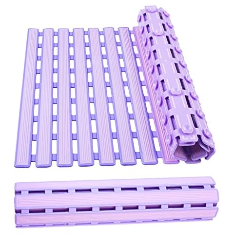 Misounda Non-Slip Shower Mat/Bath Mats 40 x 63 cm, PVC/BPA Free, No Disturbing Odour, Rubber Shower Mat, Stable, Durable, Can Be Cut to Size - Purple Cover
