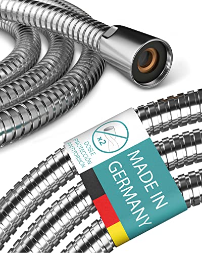 Engelbach Manguera de Ducha 1,25m - Flexo Ducha con Sistema Antitorsión - Manguera Ducha de Acero Inoxidable - Made in Germany