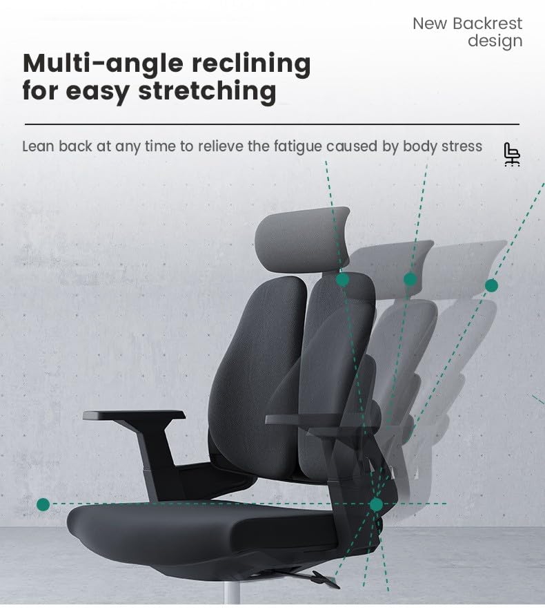 Image of Truback Ergonomic Office Chair for Long Working Hours | Mesh Back, 180 KG Weight Capacity, Rotating, Adjustable & Breathable Work Chair (Black)