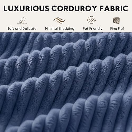 Image of Oversized Cloud Boneless Couch with Chaise, 146 inch Modern U Shape Modular Deep Seat Sectional Sofa, Comfy Corduroy Upholstered Couches for Living Room, No Assembly Required-Blue