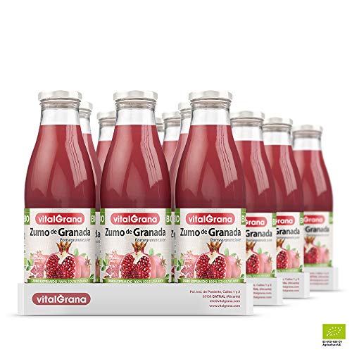 Zumo de Granada Ecológico de Vitalgrana - BIO - 100% Natural - Sin Azúcar Añadido ni Conservantes ni Colorantes - 750ml - 24 unidades Cover