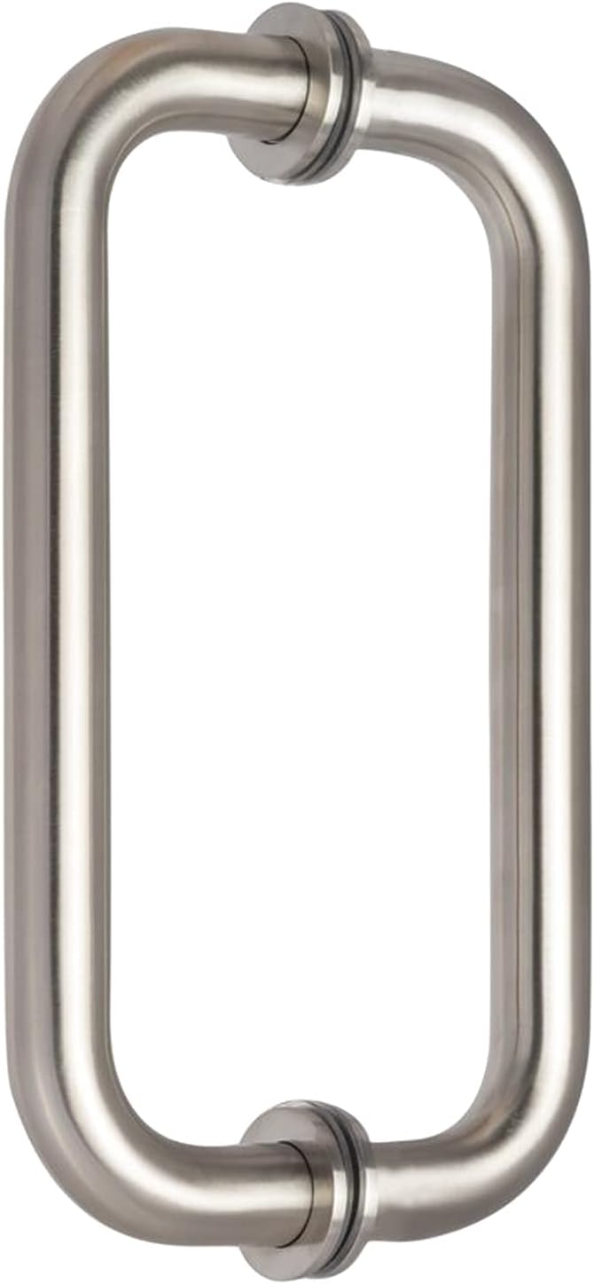 One Pair of Stainless Steel 304 Grade Tubular Round Back to Back Shower Door Pull Handle 3/4 Diameter SSTB203S (8-Inch, Round, Brush Satin Finish SSTB203S)