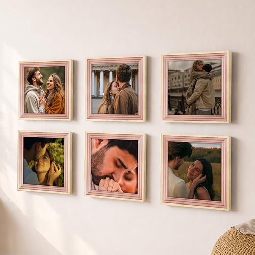 Image of Art Street Luxury Photo Frame for living room, Modern Step Design Photo Frames for Photograph, Art Work, Kids Room Set of 6 (12x12 Inch, Pink)