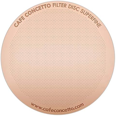 CAFE CONCETTO Filter for use in AeroPress Go/AeroPress Coffee Makers (Superfine) - Premium Replacement Disc - Reusable Metal, Titanium Coated Stainless Steel. Upgrade Your Mesh or Filter Papers Cover