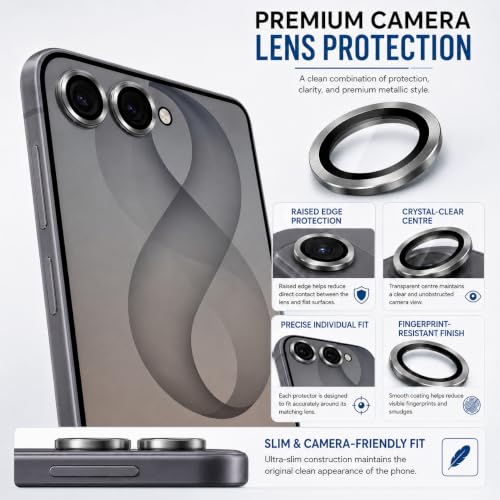 Image of FIRST MART Camera Lens Protector for Samsung Galaxy Z Flip 8 | Black AR+AF Camera Rings with Auto-Align Frame, 9H Tempered Glass, Scratch Resistant, Case-Friendly | Pack of 1