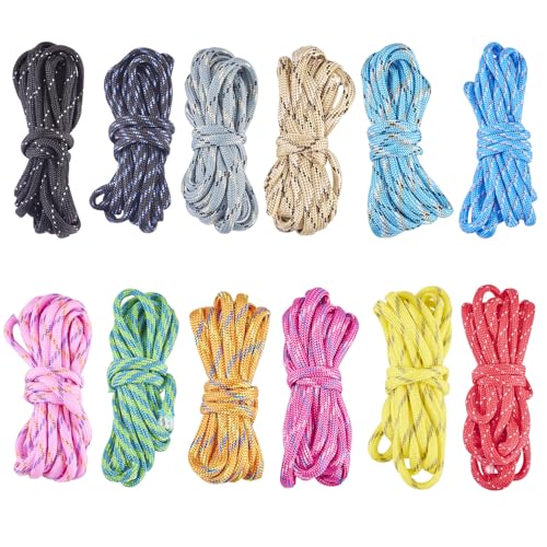 Craftdady 24 m Polyester Cord Ropes 12 Colors 4 mm Sturdy Clothes Line for Tie Pull Swing Climb Knot Bracelet Jewelry Keychain Making