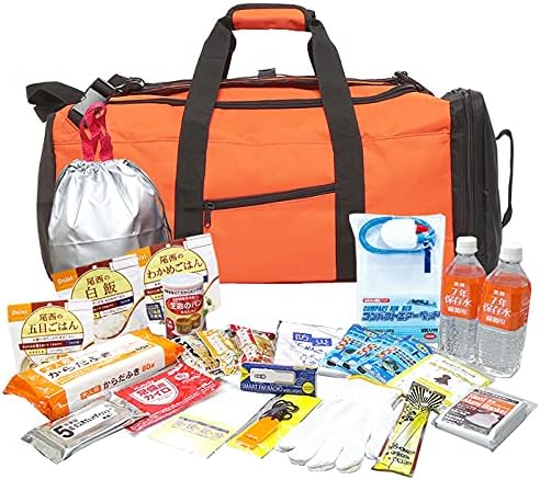 Amazon Co Jp 防災セット 防災グッズ 防災用品 災害対策 1人用 25点セット 309 大容量 避難グッズ 避難用品 オレンジ ホーム キッチン