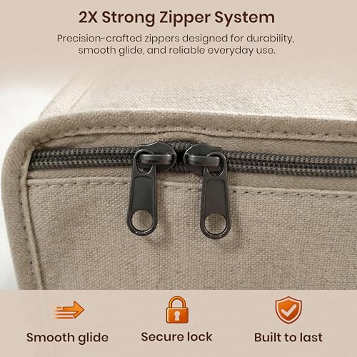 Image of Lukzer Cotton Canvas Large Saree Cover Bags for Storage with Zip & Transparent Mesh Window /Clothes Organizer for Wardrobe - Set of 06 | Saree Bags Designed for Lehengas /Blankets /Dresses - 44x31x19 CM