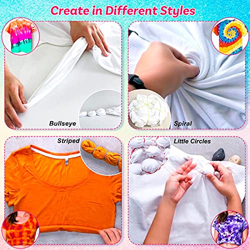 URBZUE Tie Dye Kit, 18 Farben 210 PCS Textilfarben Set Farbstoff mit Gummibänder Handschuhe, ungiftige Stofffarben Set für Kunsthandwerk Aktivität, Batikfarben DIY-Projekt für Kinder & Erwachsene