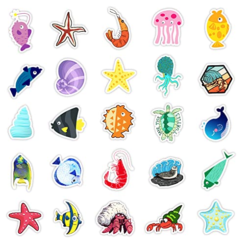 100pcs Adesivi Animali Marini, Adesivi 3D per