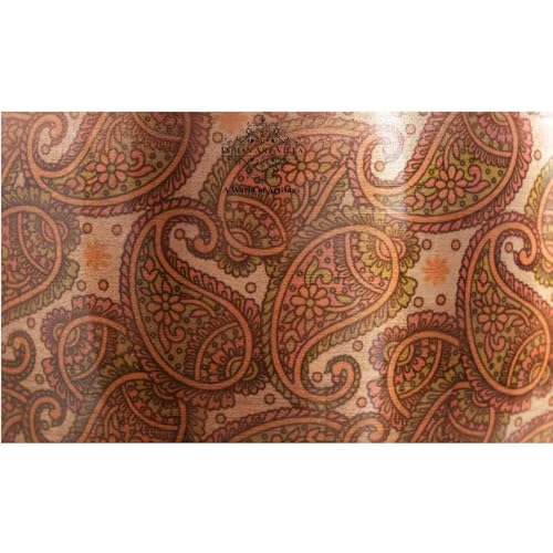 Image of Indian Art Villa Printed Paisely Design Copper Water Dispenser Pot Matka, Storage, Home Kitchen Garden, 13 LTR