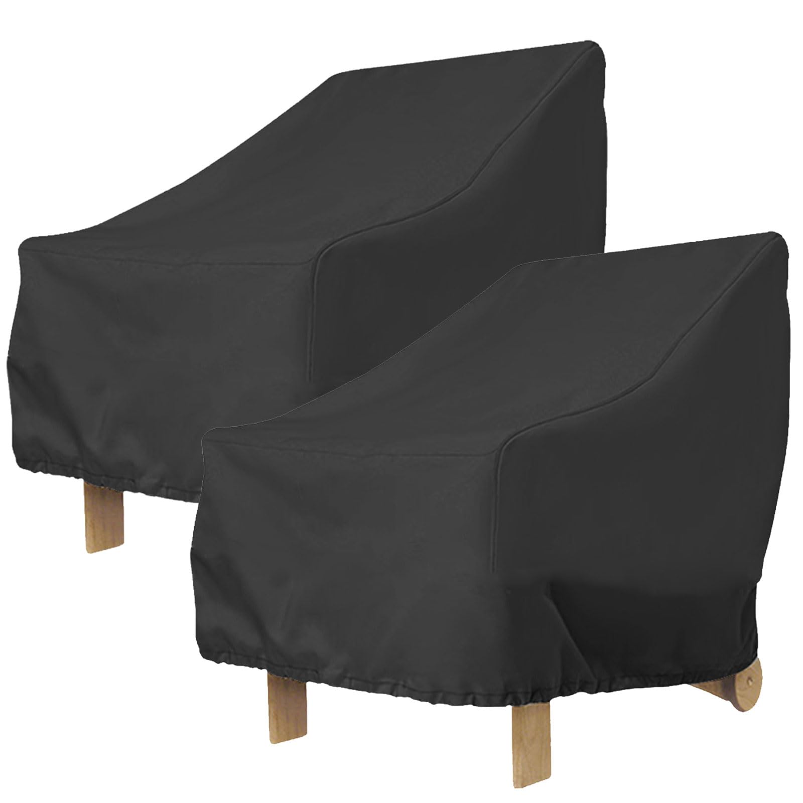 NIHUIFDPY 2PCS Garden Chair Covers Waterproof,Heavy Duty 210D Oxford Fabric Patio Chair Covers with Drawstring for Stacking Chairs Armchair Outdoor Garden Lawn, 80x85x91cm (2PCS) — image 1