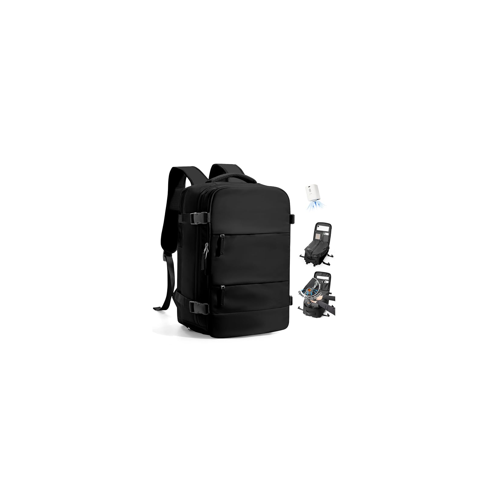 SZLX Vakuum Rucksack Ryanair Handgepäck 40x30x20 Wizzair Reiserucksack Flugzeug für Damen Herren, Laptop Rucksack 14 Zoll Wasserdicht Untersitz Kofferrucksack mit Schuhfach,Vakuum Koffer mit Pumpe