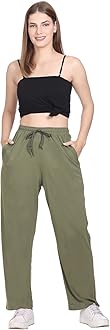 Sponsored Ad - Woman's High Rise Cotton Straight Pant,Stretchy Parallel Leg Pyjama for Night wear
