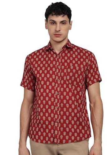 Image of BLOCKS OF INDIA Cotton Hand Block Print Half Sleeves Summer Shirt for Men