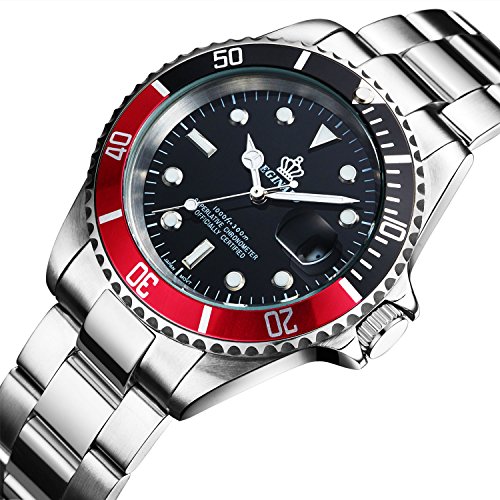FANMIS Mens Luxury Sapphire Glass Rotatable Bezel Stainless Steel Watch