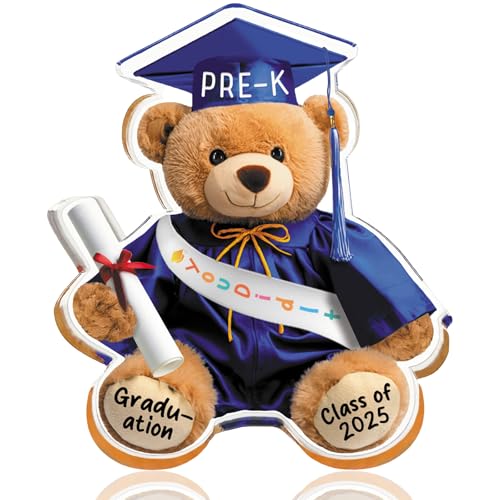 HEYINSHEN Pre-K Graduation Gifts for Him Her Class of 2025 Pre-K Graduation Gift for Daughter Son Acrylic Bear Graduation Keepsake Paperweight with Certificate for Graduates Graduation Party Decor