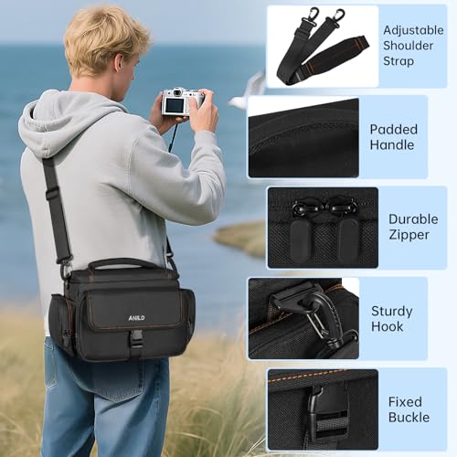 Bolsa para cámara DSLR resistente al agua negra con interior naranja miniatura 5