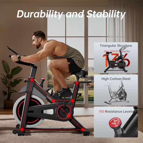 CURSOR FITNESS Exercise Bike, Spin Bike Exercise Equipment for Home Use with Stepless Adjustment, Stationary Bike with Larger Tablet Holder - Image 3