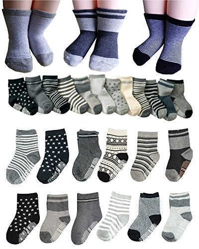 BSLINO 6 Pairs Non Skid 2-3 Years Baby Boys Toddler Anti Slip Skid