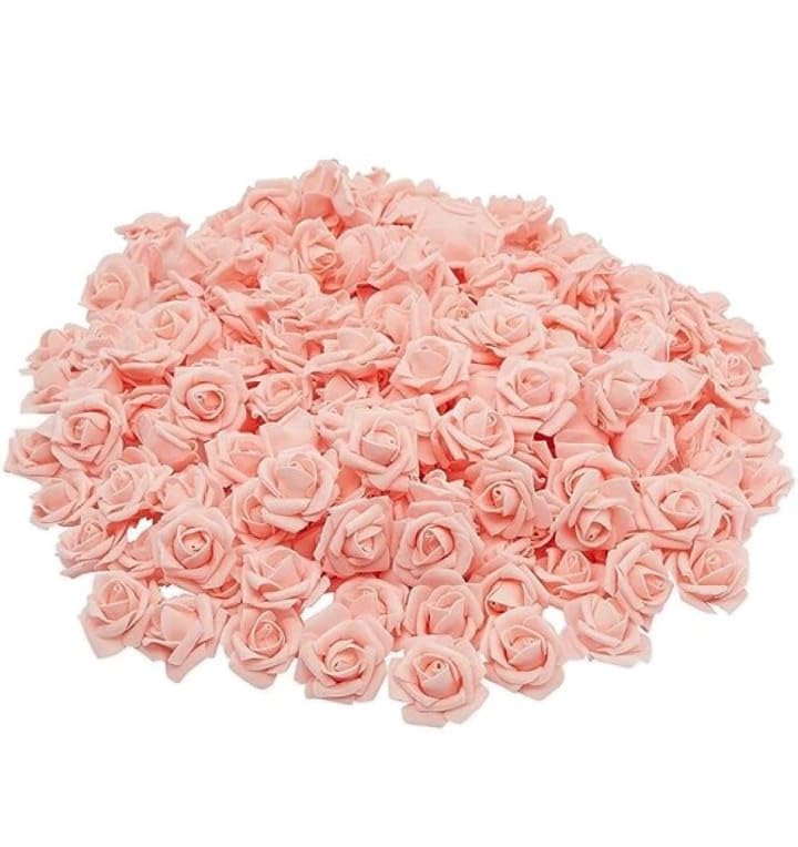 Artificial Foam Peach Rose Flowers for Decoration | Art and Craft Work | Hairstyle and Tiara Making | Gift Packing/Card Making (Pack of 100 Pc) (Size - 3cm Each)-image-29