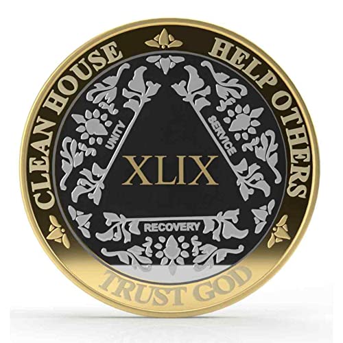 Silver & Gold 1-60 Years (49 Year (XLIX)) Alcoholics Anonymous Medallion AA Coin Capsule Included