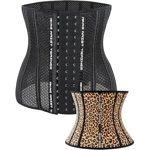 Waist Trainer for Women Lower Belly Fat - Breathable Long Torso Corset Shapewear for Tummy Control, Working out, Postpartum Leopard Cover