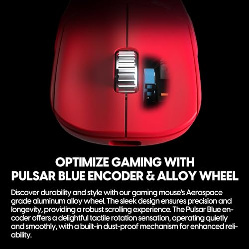 Image of Pulsar Gaming Gears - X2H eS Wireless Gaming Mouse, Limited Edition, Symmetrical, Optical Switch, OLED Display, Driverless, PAW3395 Sensor, 100H Battery, 4K dongle Included (Medium, Red)