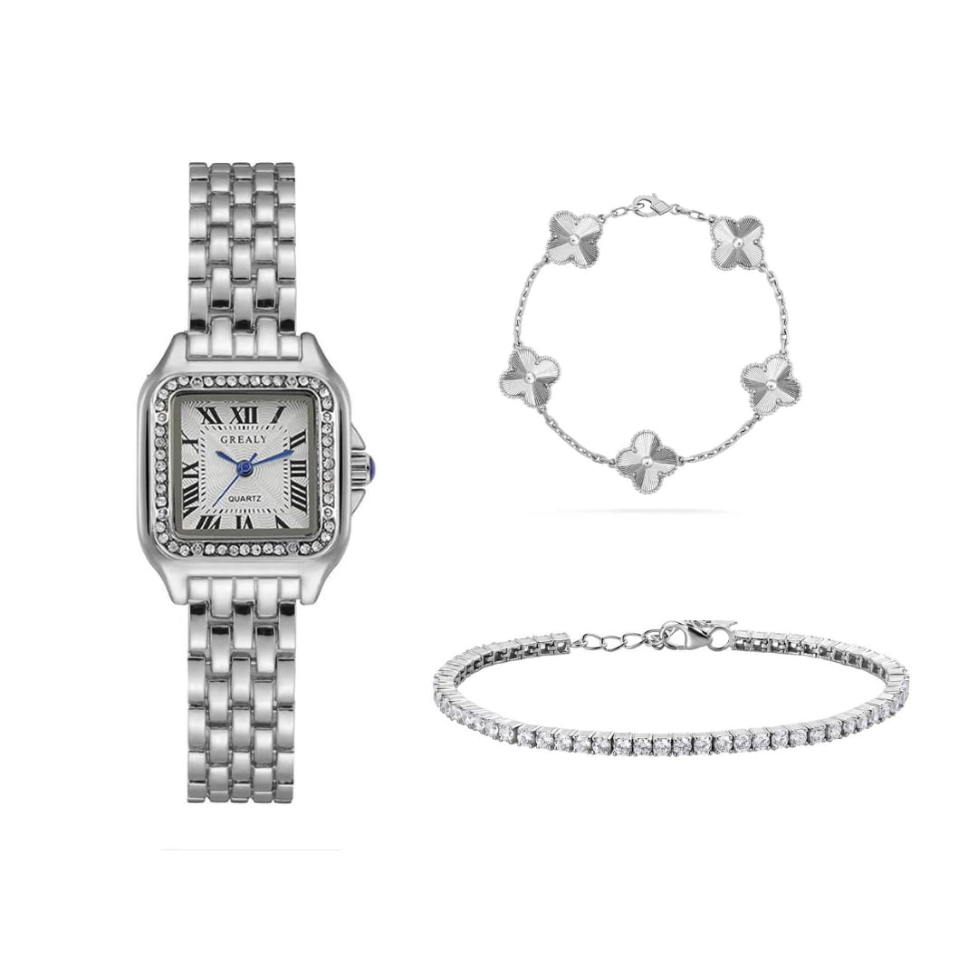 18K Gold Plated Waterproof Watch & Bracelet Stack Set-image-13