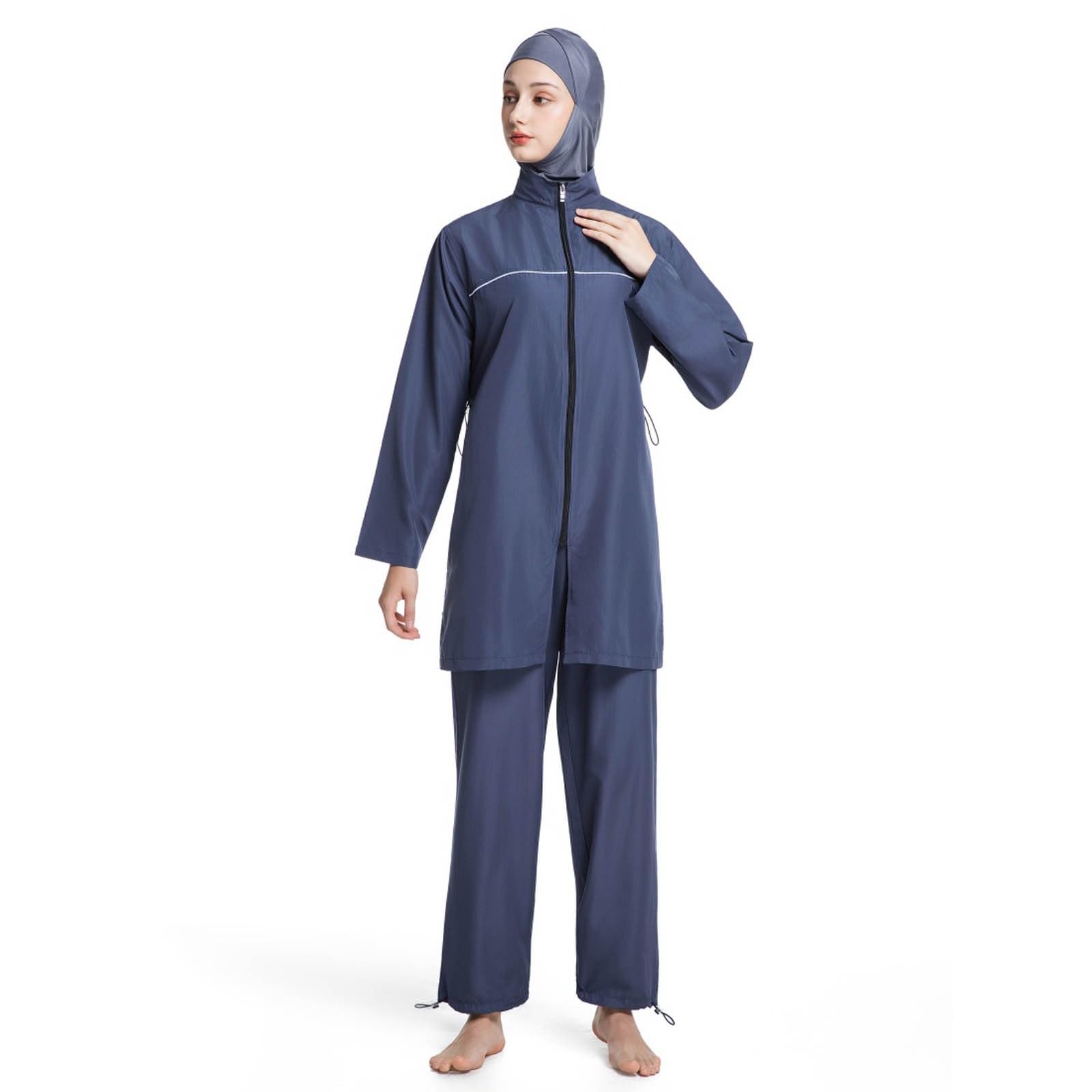 Maillot de bain Burkini musulman pour femme - Couverture complète - Tankini à manches longues avec bonnet de bain - Maillot de bain d'extérieur - Activités de vacances, plage, surf