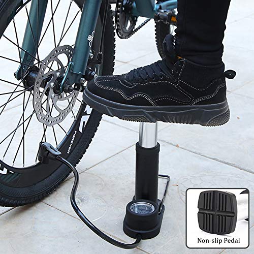 Mini Bicycle Pump Bike Foot Pump 120 Psi Foot Activated Floor Pump With Extra Sensitive Pressure Gauge Portable Air Pump With Gas Ball Needle For All Bike, Fits Presta & Schrader Valve #TOP6