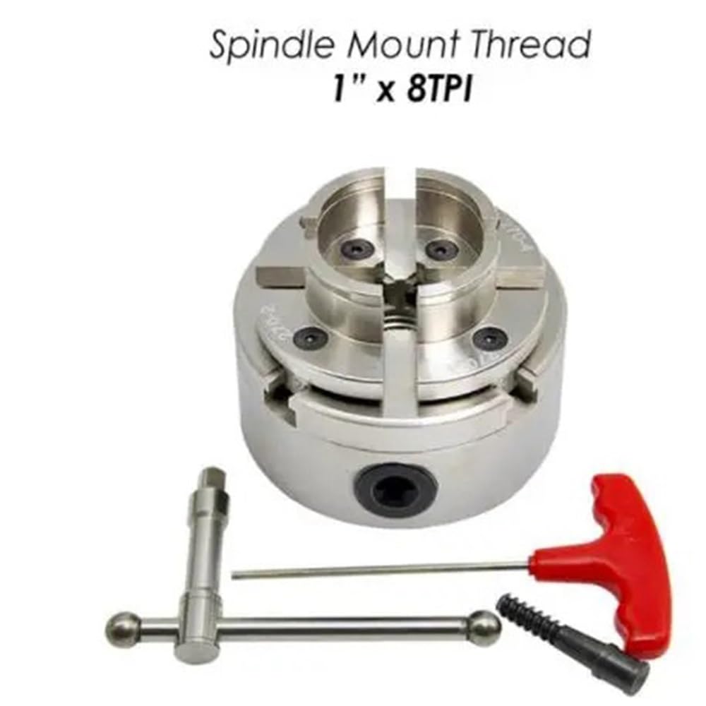Juego de Mandril de Desplazamiento Cromado de 100 mm y 4" M33, 1" M18, Herramientas de carpintería, Accesorios de 4 mordazas autocentrantes para Madera (1 Pulgada x 8 TPI)