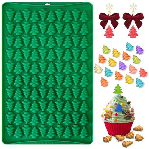 Mini Christmas Tree Silicone Candy Molds, 100 Cavities 3D Christmas