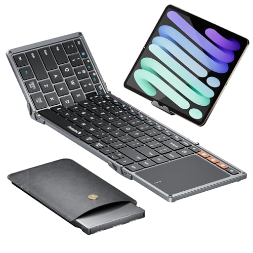 ProtoArc Clavier Pliable avec pavé Tactile, XK01 TP Clavier Portable Pliable, Touches Pleine Taille, Grand pavé Tactile - Grey