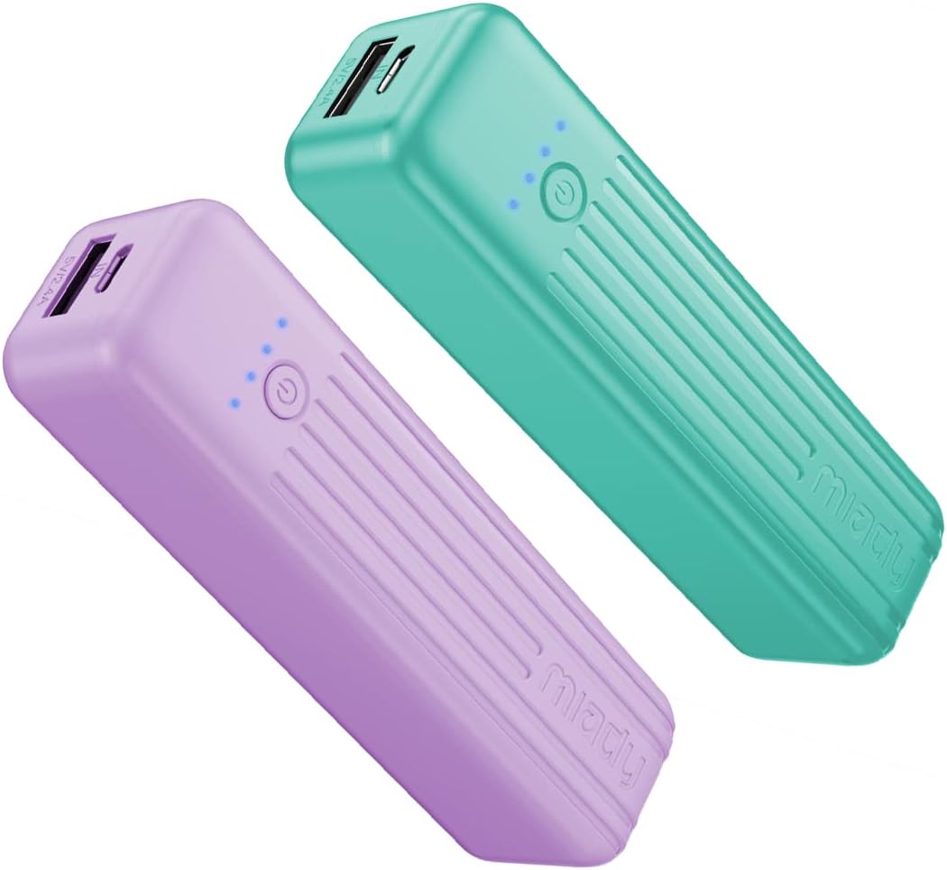 Miady 2-Pack Small Portable Charger 5000mAh Power Bank Travel Battery Pack