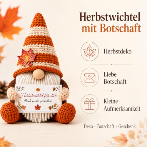 Herbstdeko Wichtel Figuren - Gemütliche Herbstdeko Wohnzimmer, Süßes Geschenk für Familie & Freunde, Festliche Deko für Erntedankfest – Bild 3